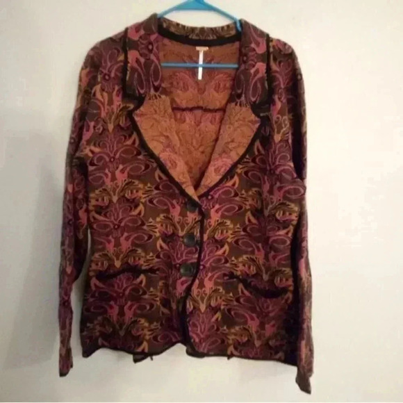 Free People Sammie Sweater Jacket Blazer in Wine - Picture 5 of 5